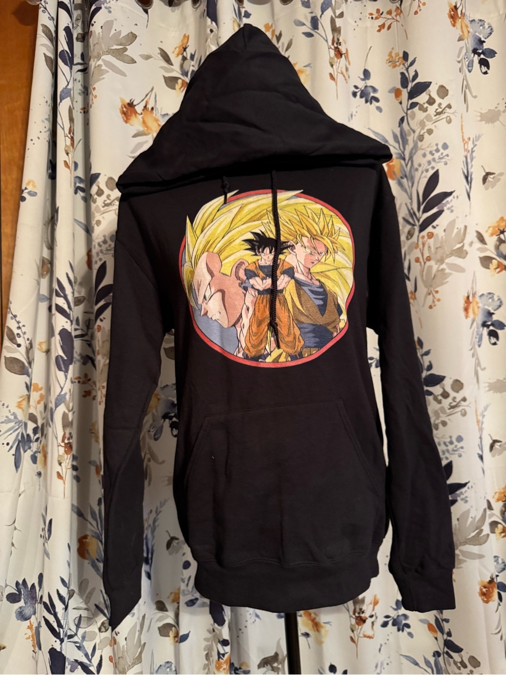 Black Graphic Dragon Anime Hooded Sweatshirt Pullover Size Small B7